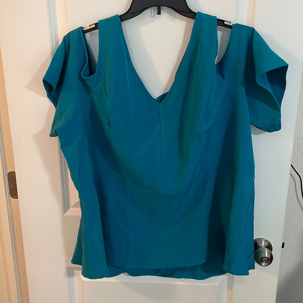 Teal cold shoulder blouse-Ms